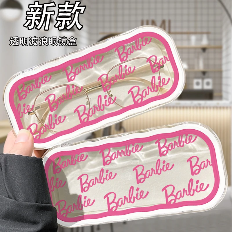 New Barbie Ins Glasses Case Sanrio Storage Box Anime Kawaii Cartoon Transparent Wave Sunglasses Protective Case Gifts for Girls