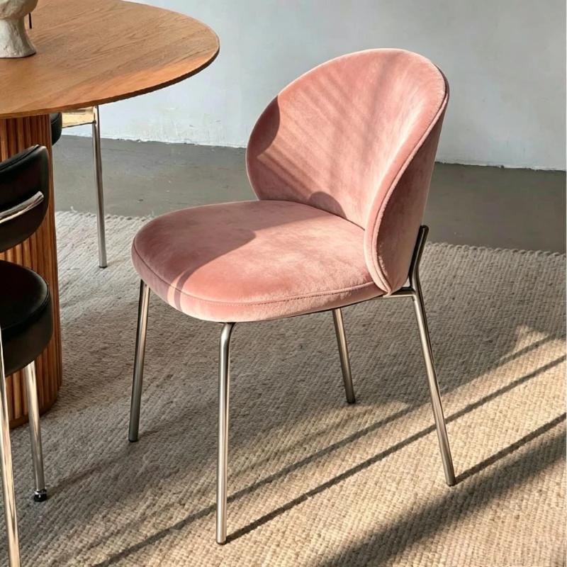 Luxury Stainless Steel Dining Chair Ergonomic Comfy Backrest Vanity Stool Elegant Home Seating Bedroom Study Computer Chair