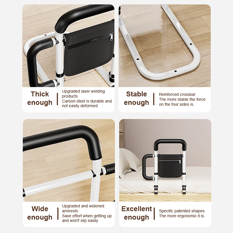 مقبض درابزين ملحقات المستشفيات مساعدة السرير 90 درجة شبه قابلة للتعديل قابلة للطي قضبان دعم السرير لكبار السن البالغين #4