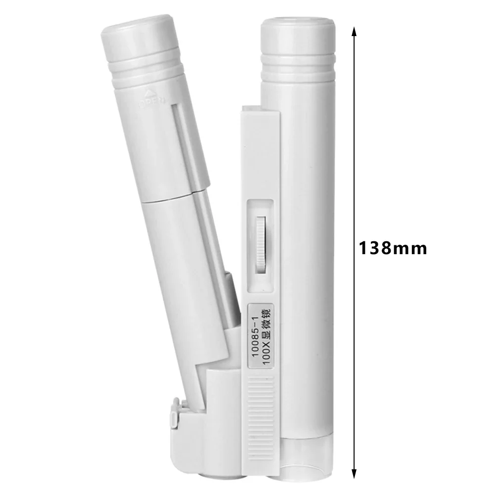 มือถือ Mini แว่นขยาย 100X กล้องจุลทรรศน์พ็อกเก็ตแบบพกพา LED โคมไฟเครื่องประดับ Loupe แว่นขยายหนังกรณี