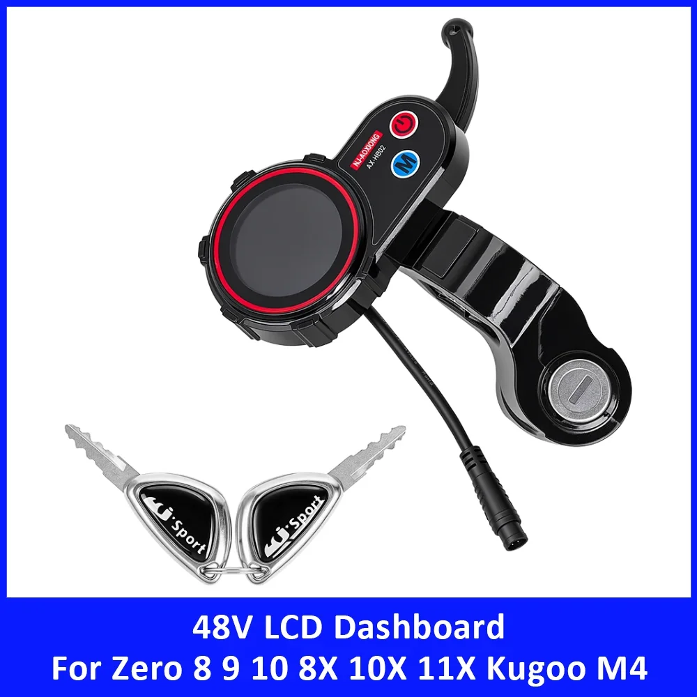 

48V LCD Dashboard for Zero 8 9 10 8X 10X 11X for Kugoo M4 Electric Scooter NJAX-T Display Instrument Panel with Keys Replacement