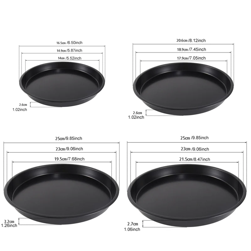 Pizza Pan Carbon Steel Pizza Oven Tray Household Kitchen Supplies Shallow Round Pizza Plate Pan Roasting Tin Baking Tools TMZ