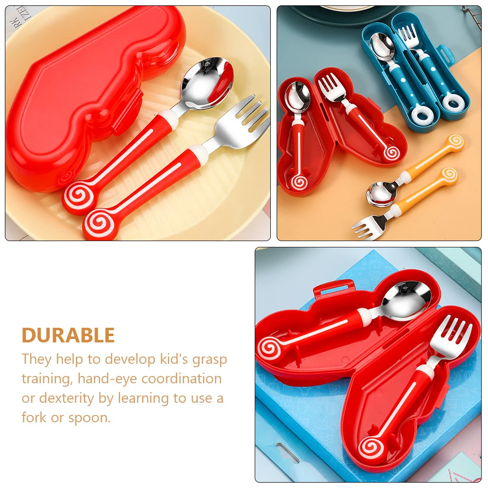 

1 set 1 Set Stainless Steel Fork For Kids Toddlers Lightweight Non Slip Handle Tableware Training Flatware Baby