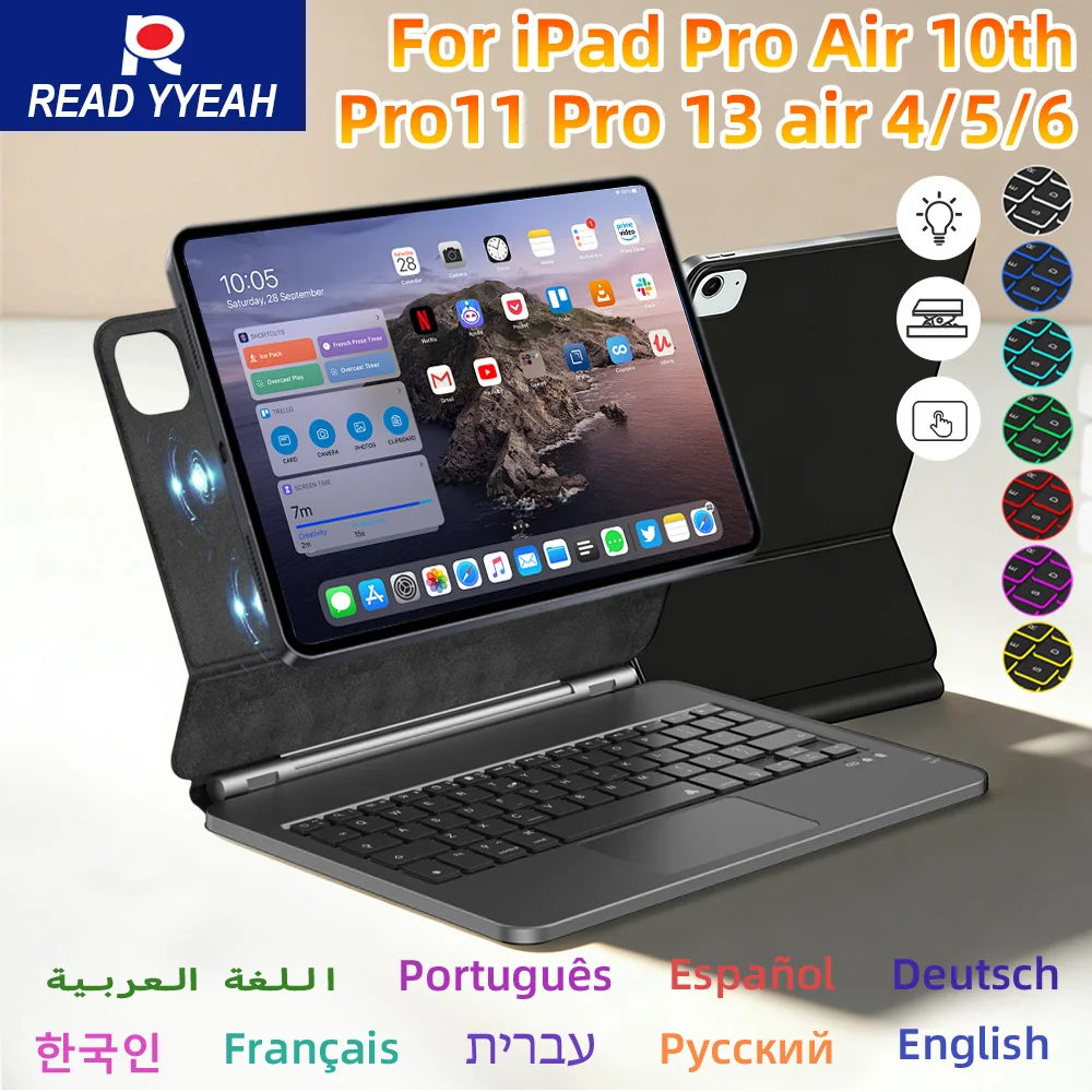 

Lightweight Magic Keyboard for iPad Air 2025 Case for iPad Air 6 11 2024 Pro 13 Pro 11 2024 for iPad Pro 12.9 Air 4 5 10.9