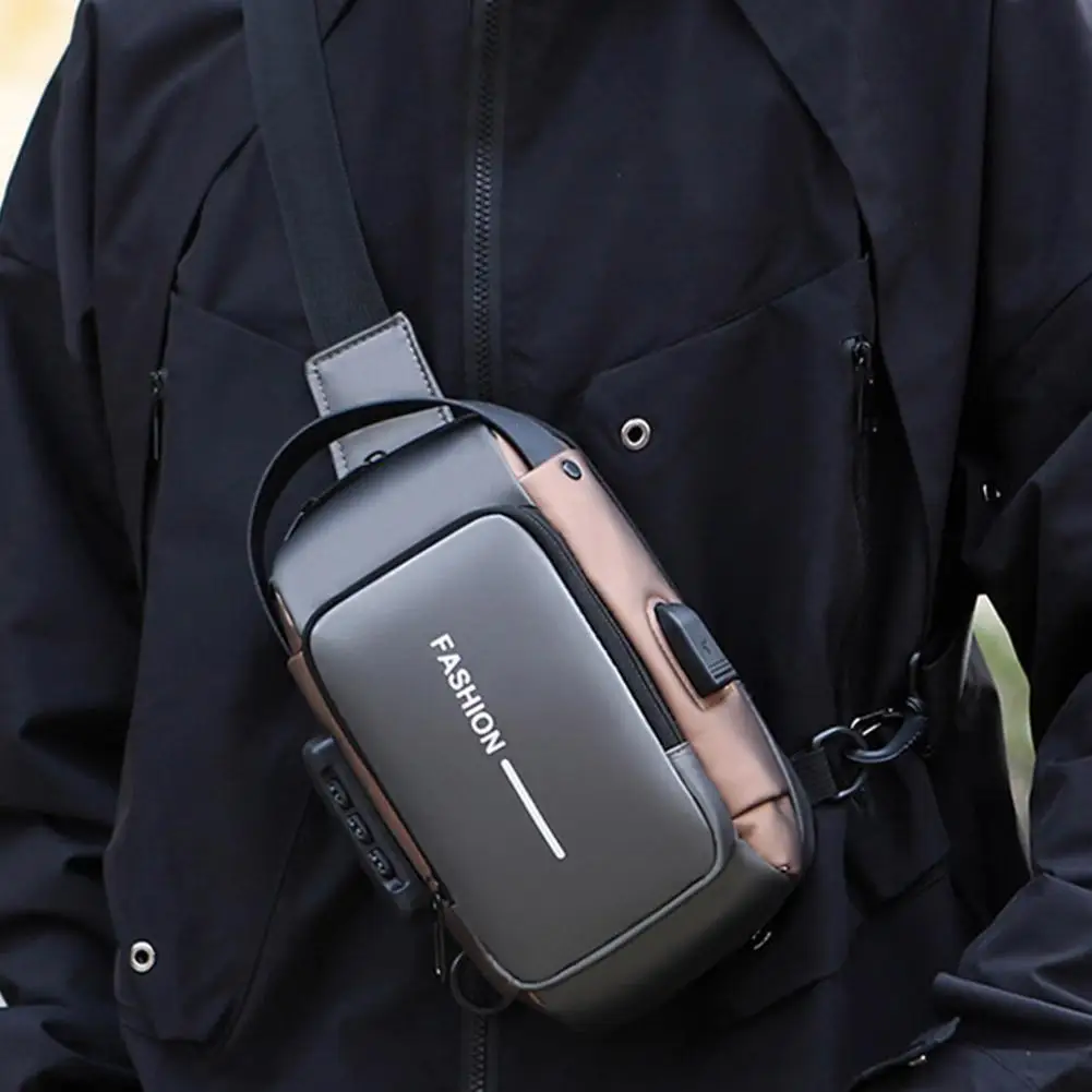 Robuste Oxford-Stoff Herren-Umhängetasche - Stilvolle Motorrad-Brusttasche mit Handyfach und Reißverschluss für den täglichen Pendelverkehr – Detail 19
