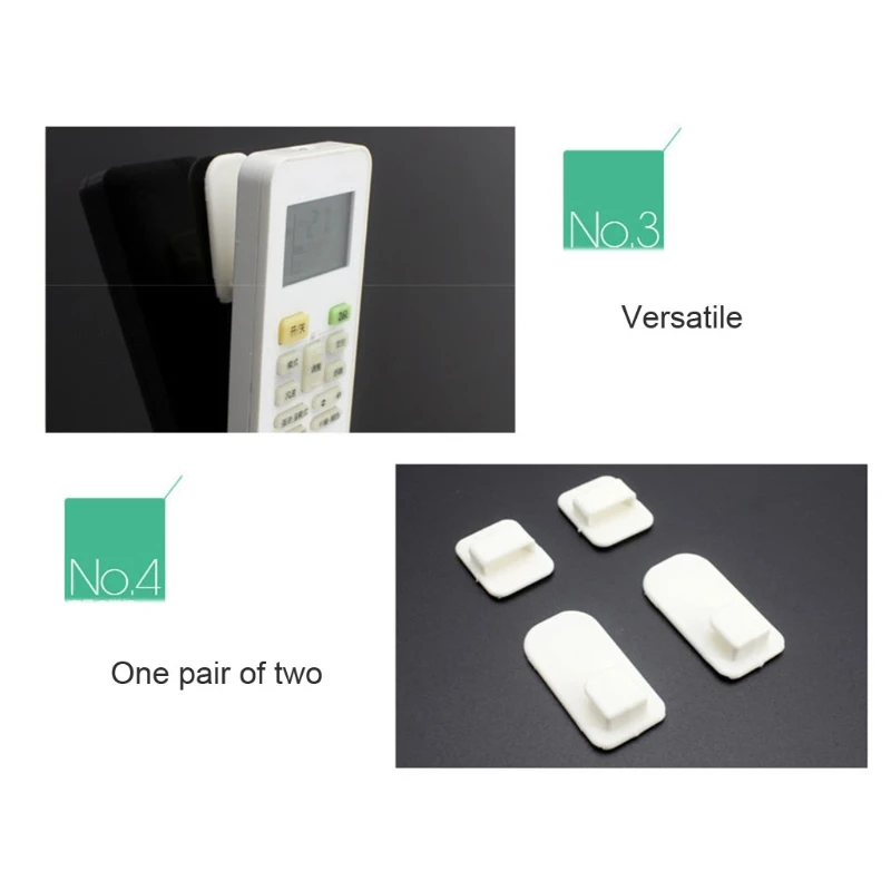 Colgador Control remoto para montaje en pared, juego ganchos plástico autoadhesivos, 4 Uds., soporte para mando a