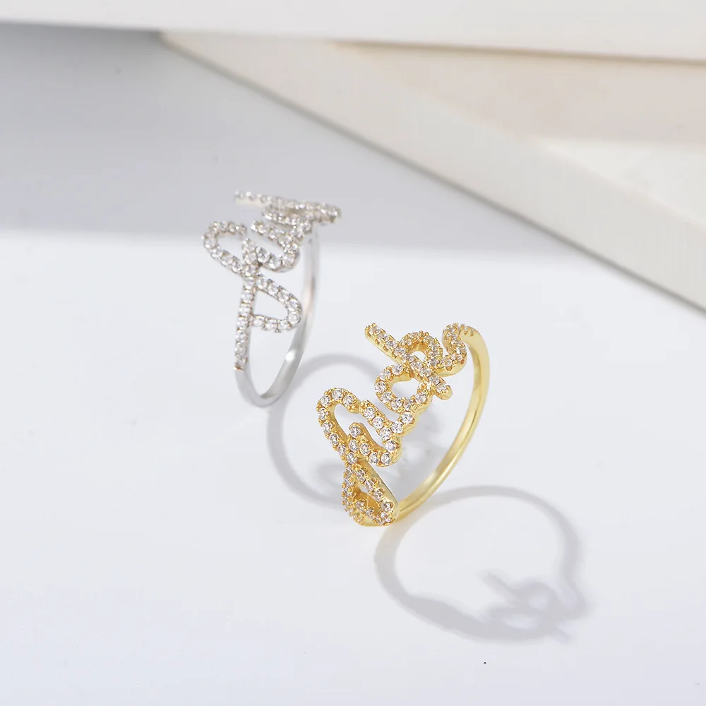 

S925 Silver Letter Ring - Unique Premium Design, Eur-US Ins Micro Zircon Band