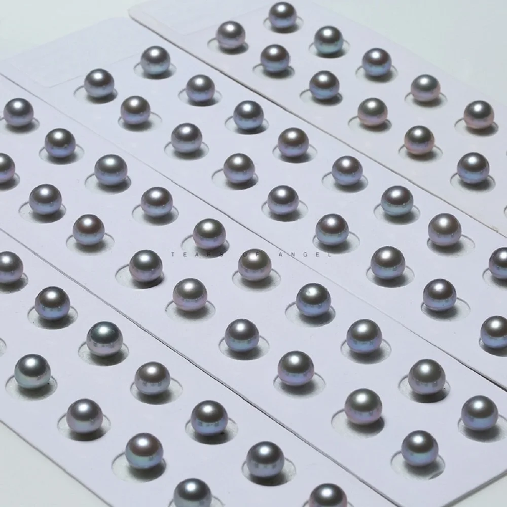 

Selected Pearl AAAA8-9mm Natural South Sea Grey Round Pearl Earrings 925s