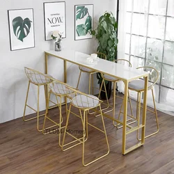 Silla de Bar de lujo nórdica, silla reclinable de Metal de diseño minimalista para fiesta y desayuno, reposapiés, muebles de habitación