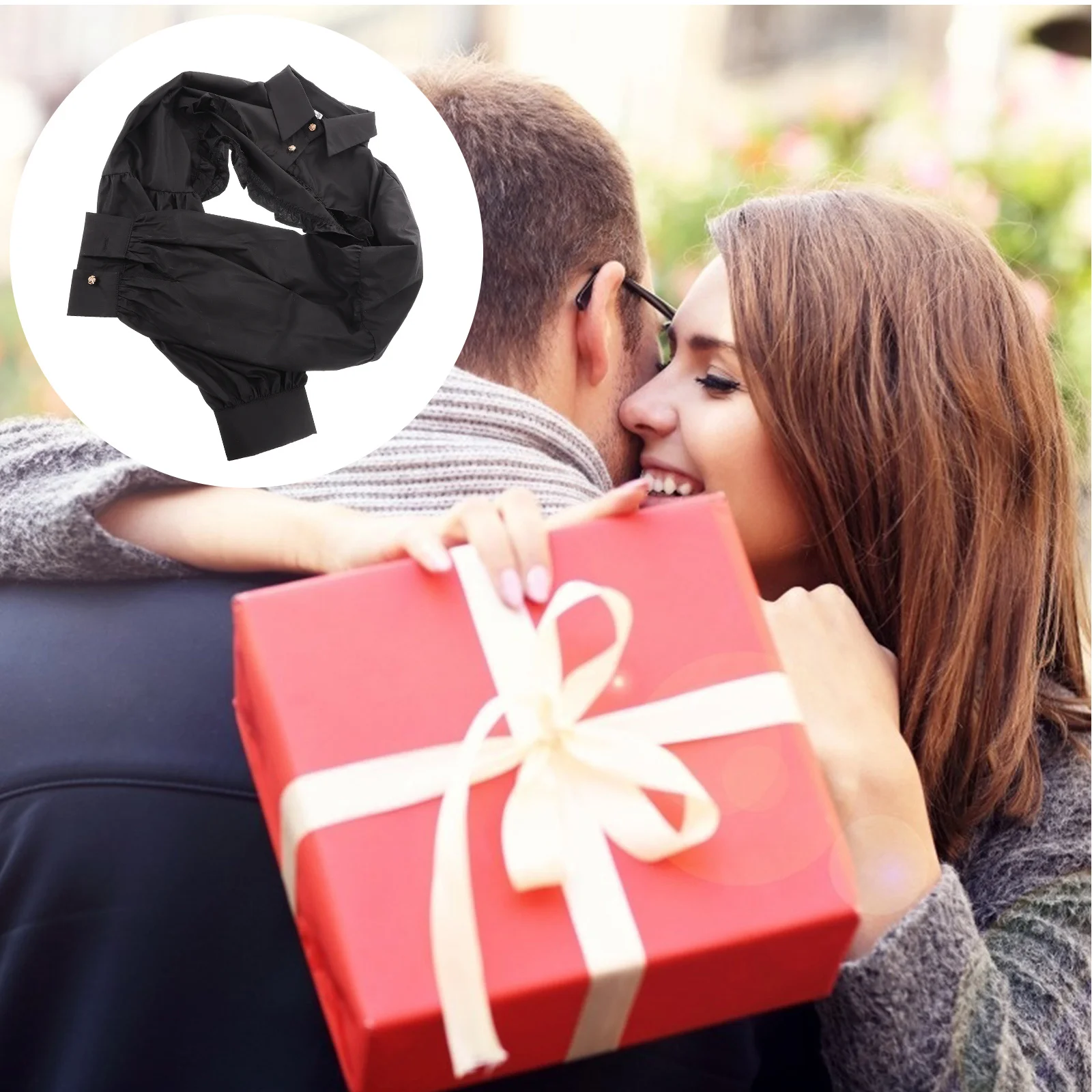 

Detachable Dickey Collar for Women Faux Collar Long Lantern Sleeve Blouse Half Shirt Elegant Wedding Business Accessory