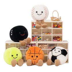 Creative Ball Game Plush Toys with Legs Simulation Baseball Billiards Football Tennis Dolls Kawaii Home Decor for Kids Xmas Gift