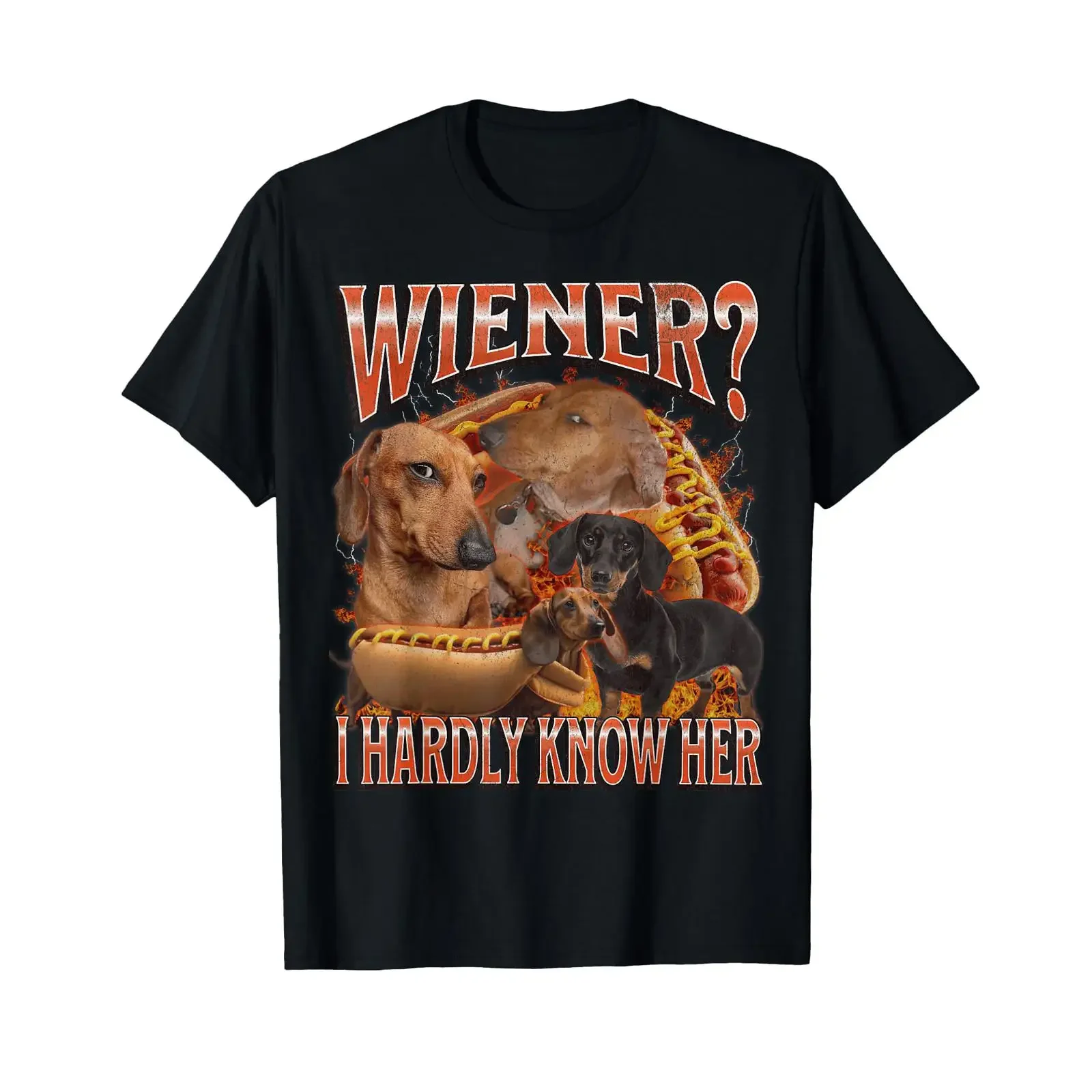 Wiener I Hardly Know Her Funny Offensive Dachshund Bootleg T Shirt vintage Washed Soft Top For Everyday Wear Slightly Versatile