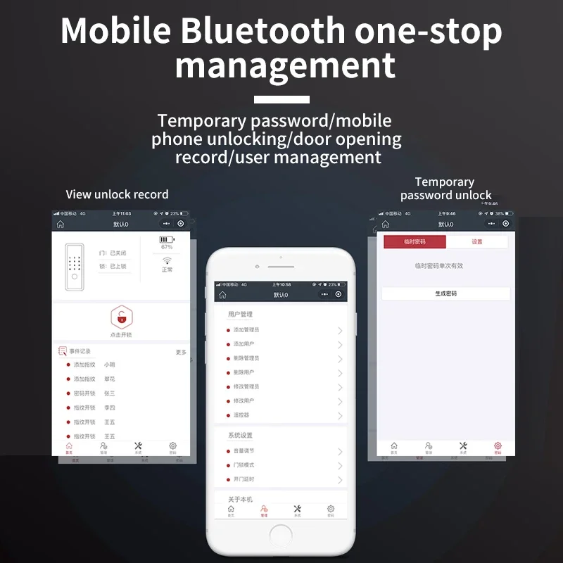 Código inteligente Door Lock com impressão digital, fechadura automática da porta, Keyless, WiFi, Blue Tooth