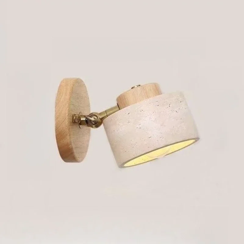 Gele grotsteen Japanse stijl Wabi-sabi slaapkamer nachtkastje wandlamp retro homestay studie draaibare wandlamp met schakelaar voor