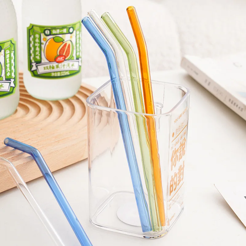 8-pack 4 Bent 4 Straight Reusable Glass Straw 8\