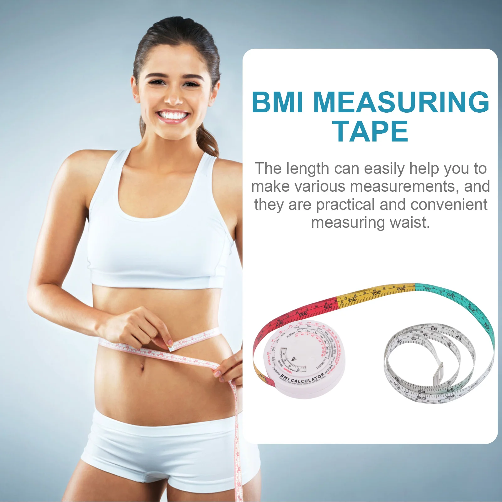 

2 Pcs Mini ABS PP Material Body Measuring Tape Waist BMI Health Calculator Flexible Durable Portable Light Weight Simple Long