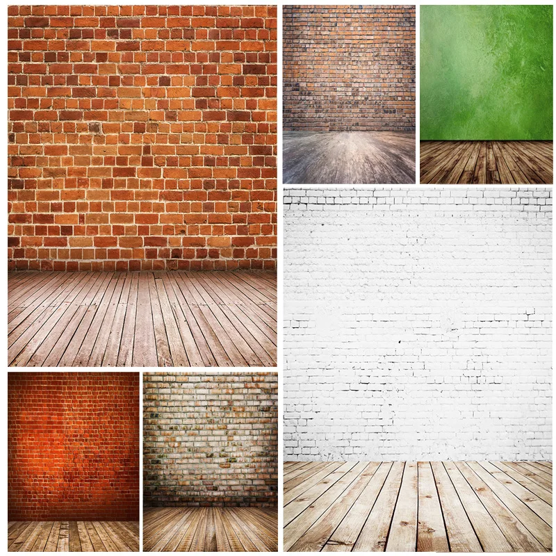 

Vinyl Custom Vintage Brick Wall Wooden Floor Photography Backdrops Photo Background Studio Prop 21712 YXZQ-06