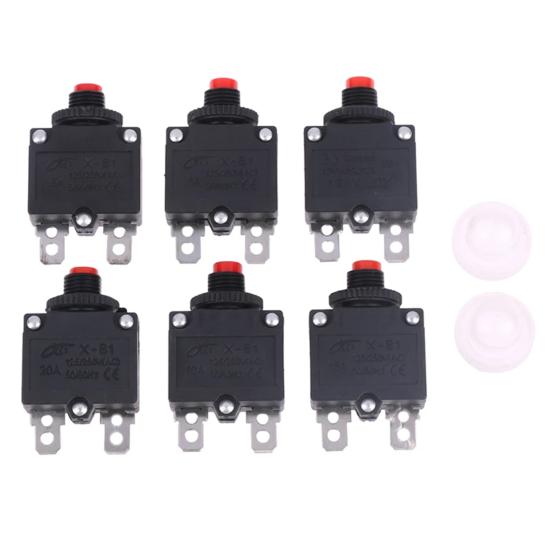 Thermal Switch Circuit Breaker Overload Protector 5A 6A 8A 10A 15A 20A Overload Switch Protector Fuse