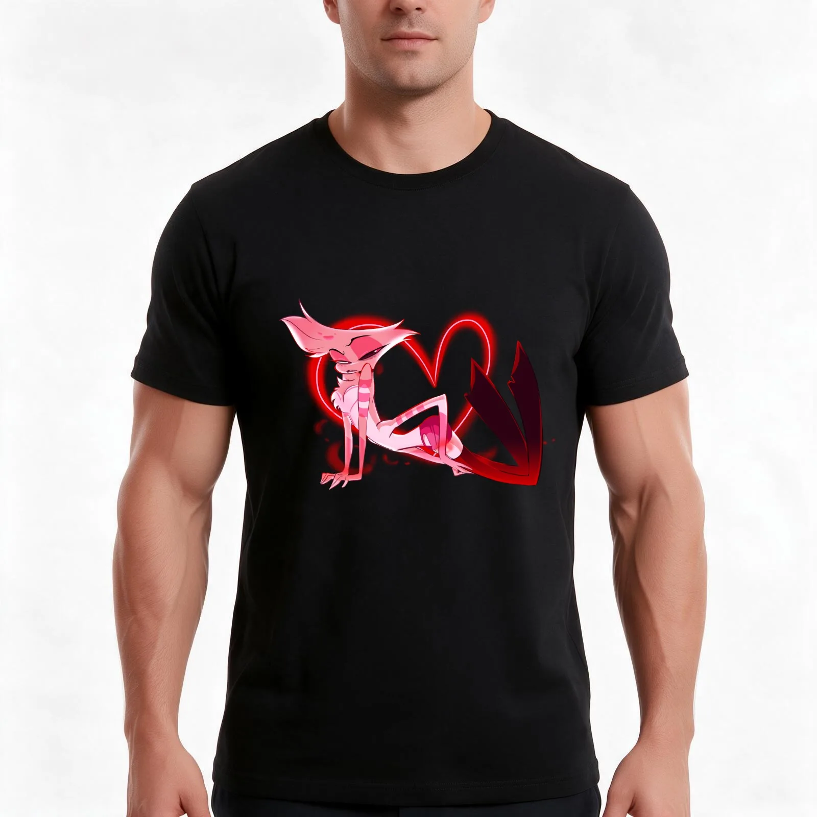 addict w/ heart T-Shirt, Summer Casual Cotton Tee, Oversized Streetwear Tops, Vintage Graphic Print, Loose Fit Short Sleeve