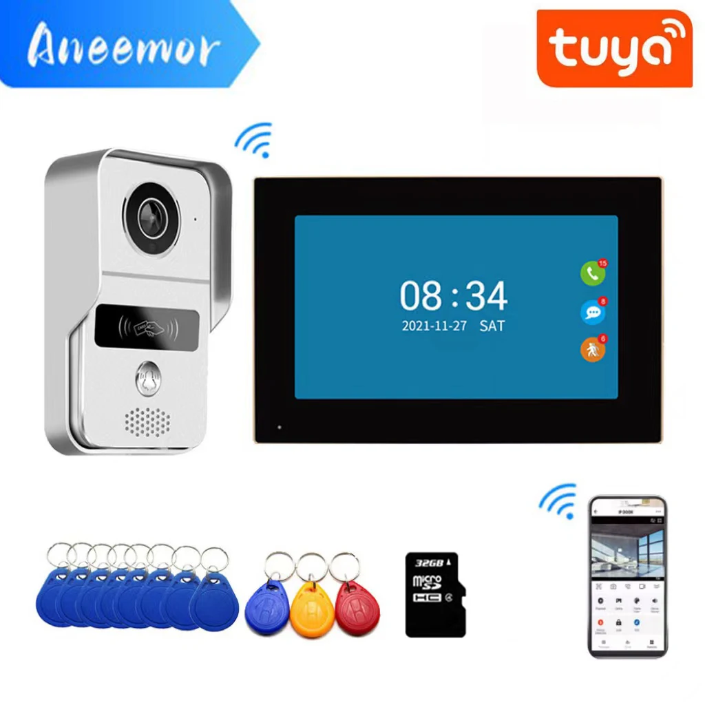 

Touch Screen WiFi Video Intercom Doorbell Camera Remote Access Control System Villa Home 7'' 1080P Tuya Smart Video Door Phone