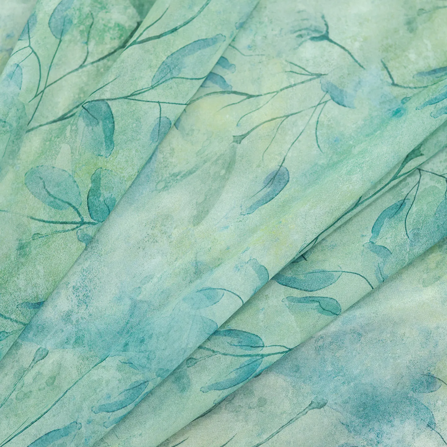 High Quality Blue Wave Light Vine Transparent Silk Fabric Silkworm Silk Fabric Clothing Designer Dress Cloth