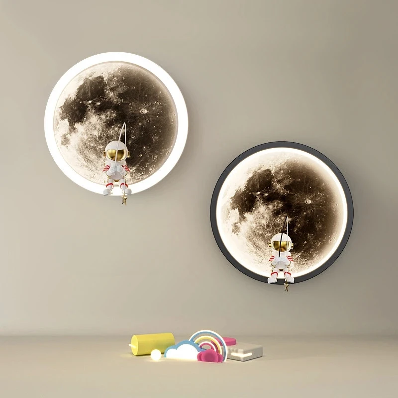 

Creative astronaut wall light bedroom bedside kawaii moon lamp Living Room Loft Background Decoration boys room decor Light