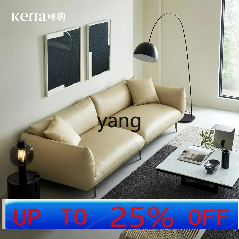 LTT sofa full leather living room advanced modern minimalist straight row three-person large apartment villa