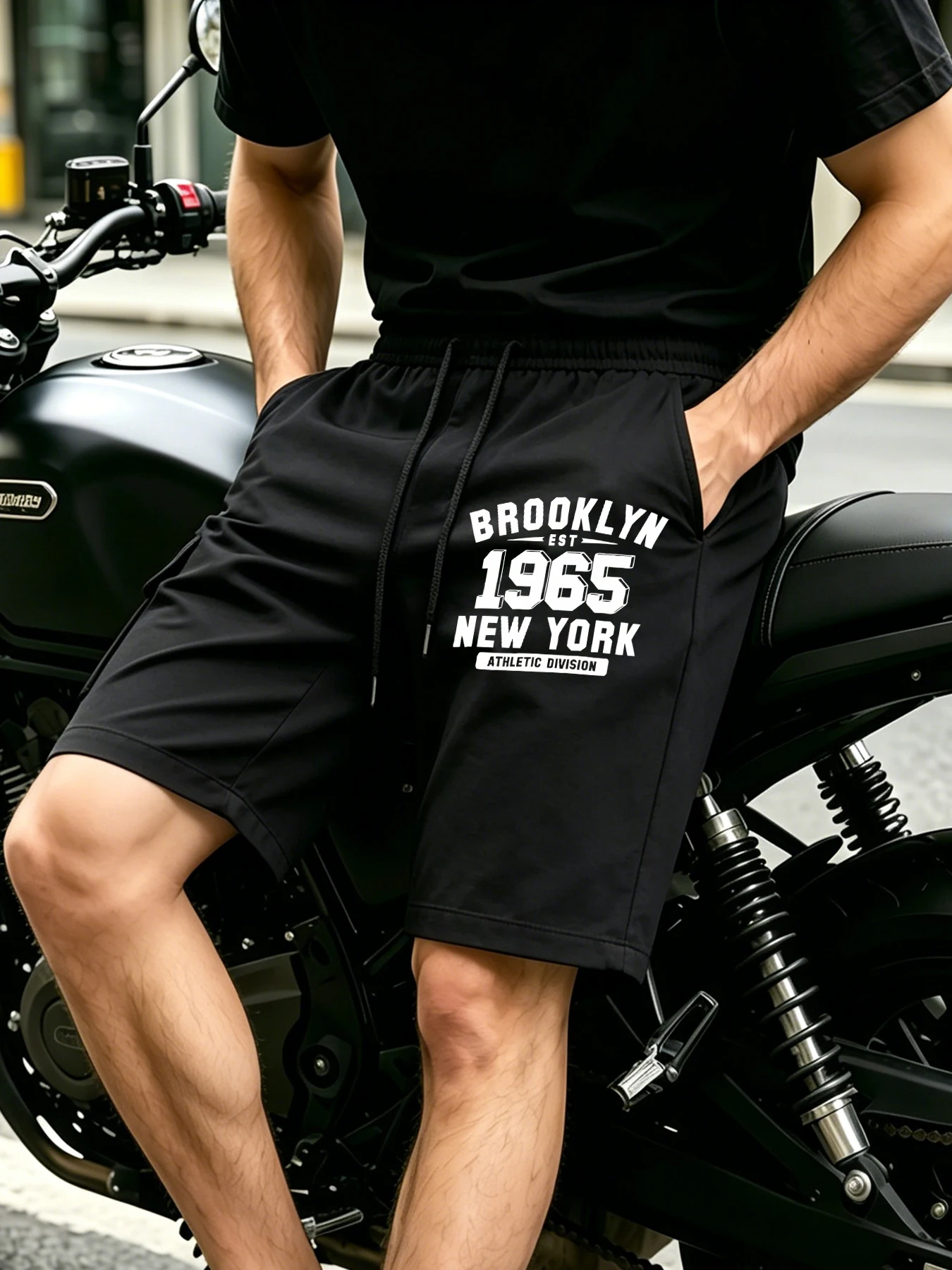 Brooklyn 1965 New York Print Men Summer Daily Shorts Oversized Stretch Bottoms Gym Jogging Sportpants Sports Casual Short Pants