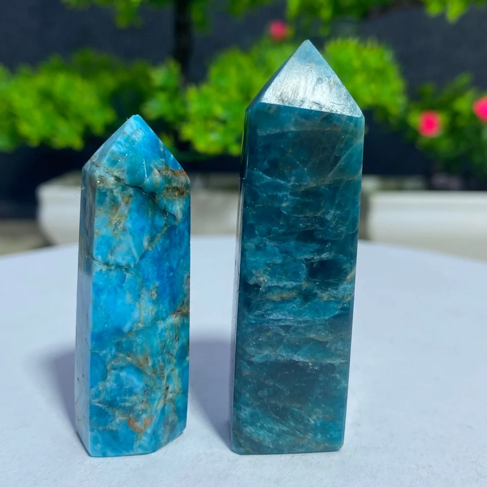 Blue Apatite Natural Crystal Obelisk Polished Gemstone Quartz Wand For Meditation Healing Home Decorations