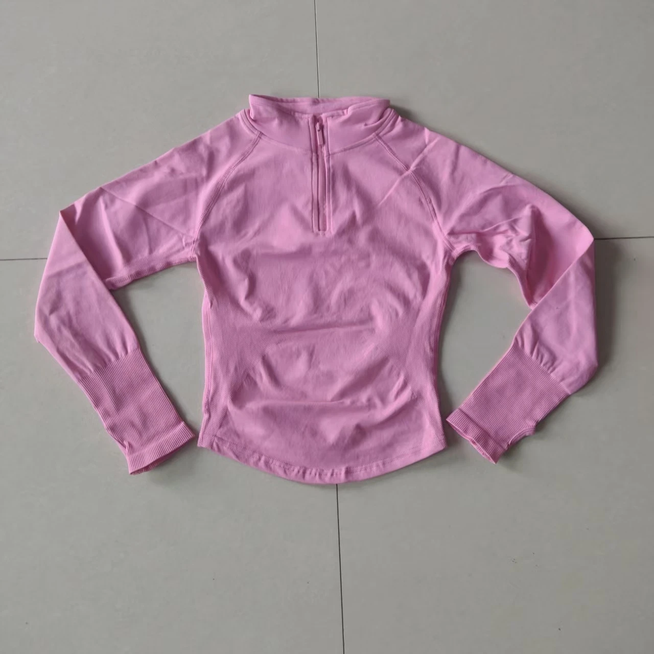 Dneyf D-Y-F Damen Workout-Top mit Halbem Reißverschluss, Schlankes Langarm-Kompressionsshirt für Yoga & Fitness-Training mit Individuellem Etikett – Detail 14