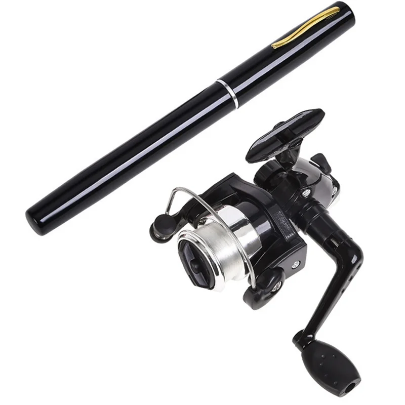 

Компактная телескопическая мини-удочка ABKV в форме ручки, с катушкой, портативная, легкая, идеально подходит для путешествий и повседневного использования, черная.