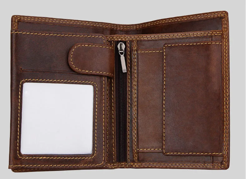 Name Angepasst Männer RFID Brieftaschen Hohe Qualität Echtes Leder Retro Männlichen Münzfach Karte Halter Geld Tasche Männer Geldbörsen Für Geschenk – Detail 6