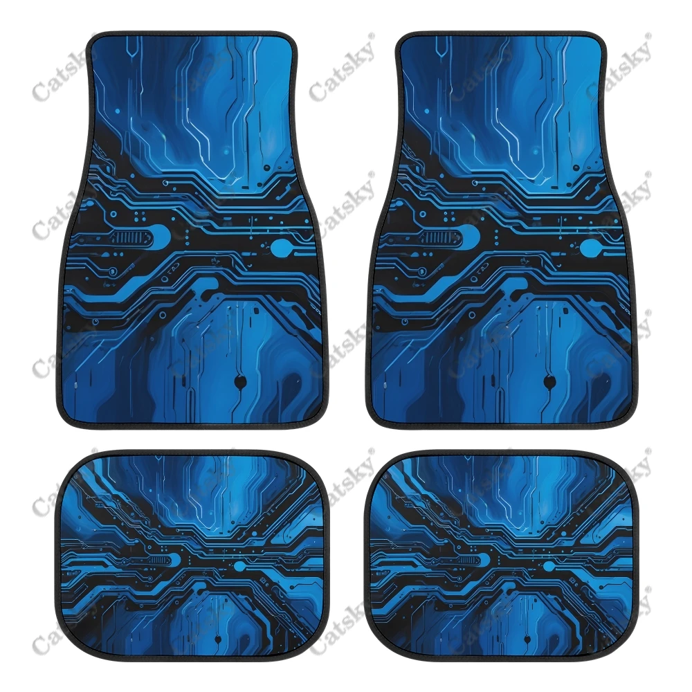 Vintage Bokeh Cloudy Wave Car Auto Floor Mats Carpet, 4PCS Customized Cars Mat All Weather Automotive Vehicle Pad Stylish