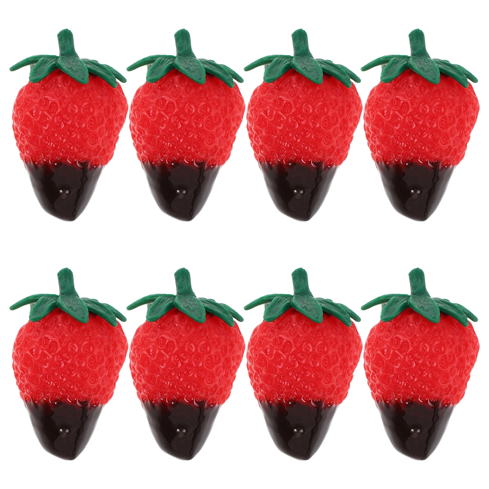 8 قطع من الفراولة المحاكاة: ديكور فواكه صناعية واقعية للمنزل والمقهى والمطعم قطعة مركزية للفواكه البلاستيكية #6