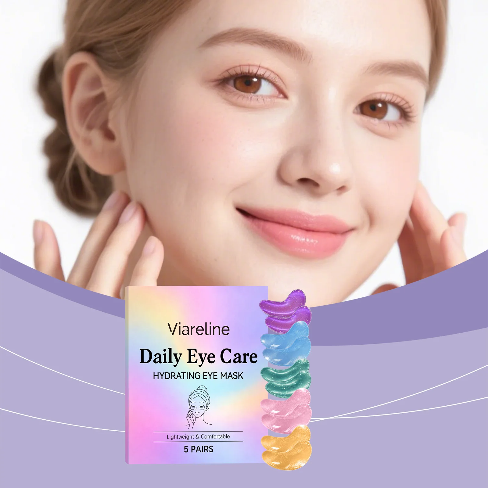 Viareline Eye Mask Hyaluronic Acid Repair Remove Dark Circles Puffiness Soothing Fine Lines Hydrating Gel Light Firm Eye Patches