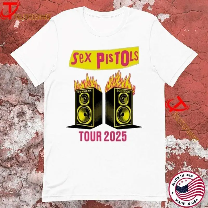 Pistols Nowhere Boredom Tour 2025 T Shirt Punk Rock Band S 5XL