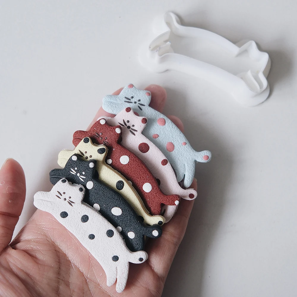 1pc Cat Shape Polymer Clay Cutter Mold Large Size Soft Pottery Clay Earring Pendant Make Tools Pet Biscuits Mold Hairpin Mold