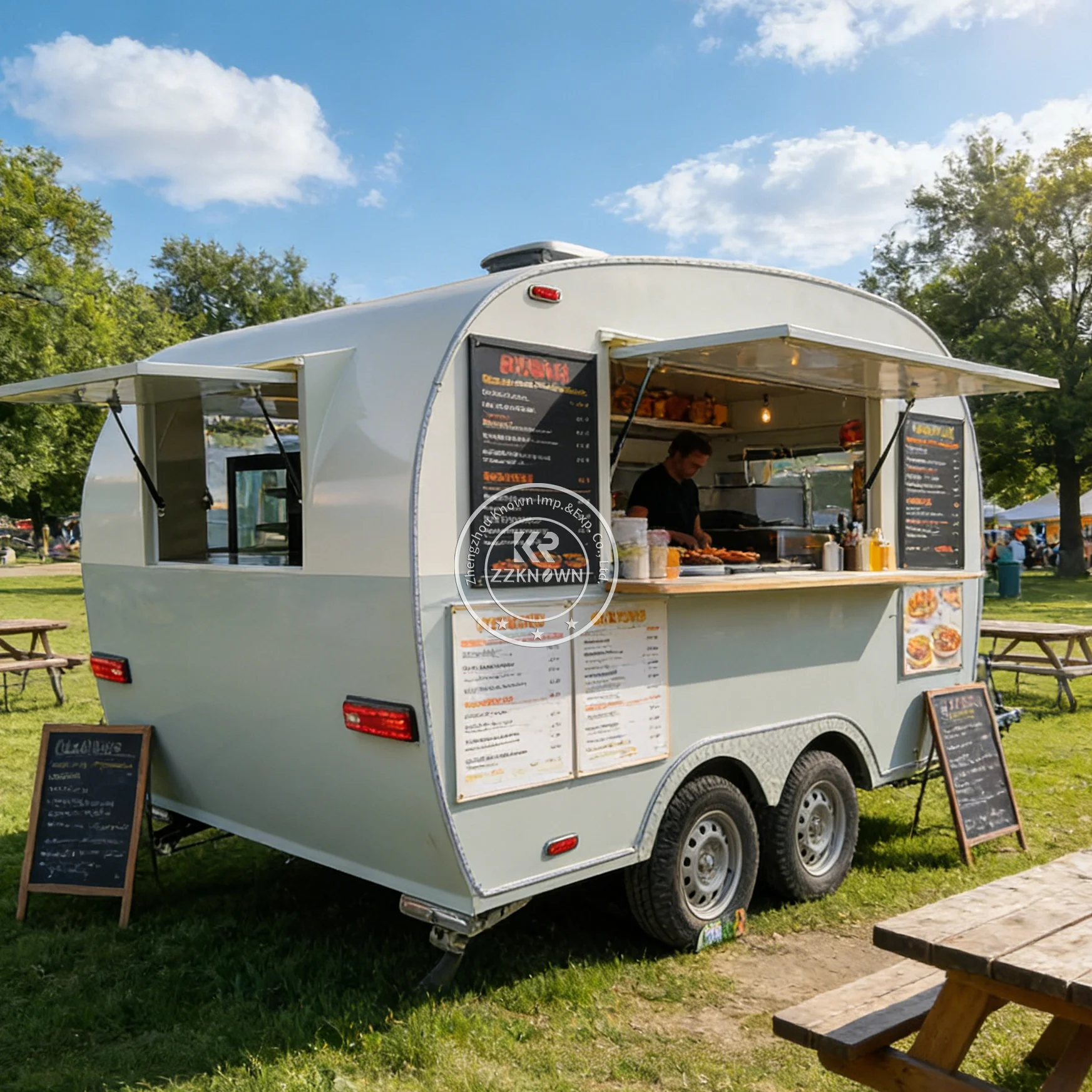 Remolque de Comida Multiusos para Catering, Totalmente Equipado, Carrito de Helados y Pizza, Camión de Comida Móvil con Equipamiento de Cocina