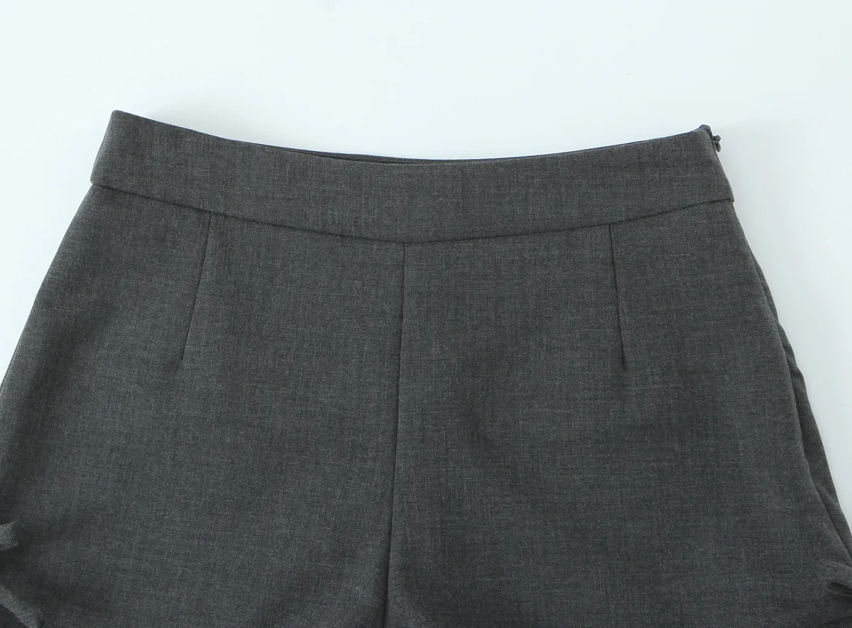 Roupas femininas 2025 verão novo estilo europeu e americano design de moda cinza arco shorts de renda