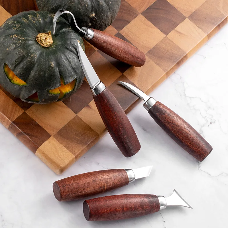 Walnut Wood Carving Knife Set, Professional Sculpting Tools with Spoon Gouge & Chisel