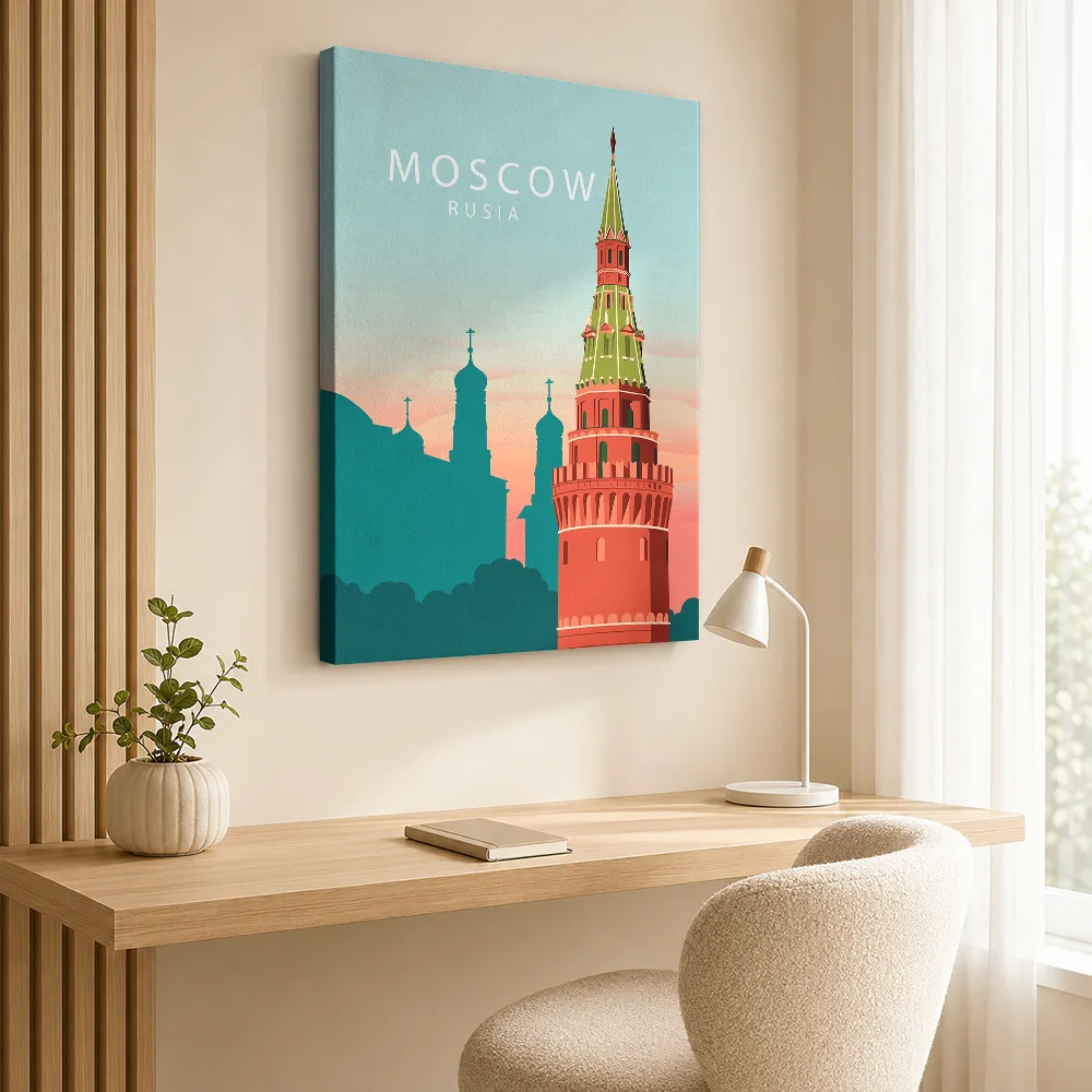 Moscow Rusia Canvas Print Poster Custom Modern Aesthetic Canvas Wall Art for Dining Room Decor Ready to Hang Housewarming Gift