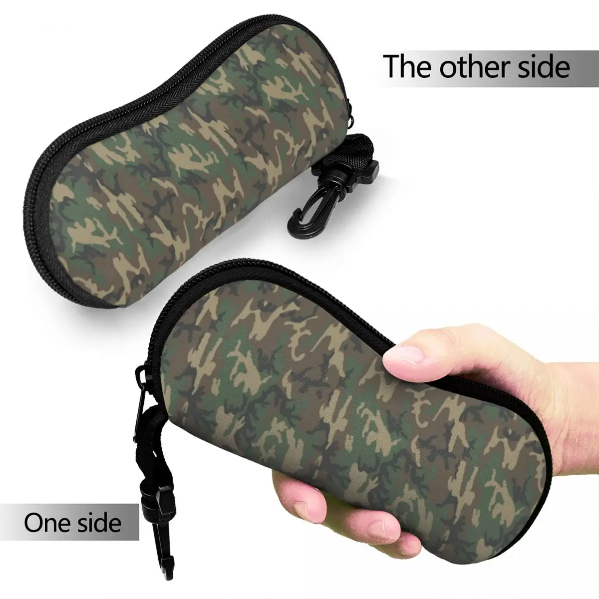 Army Camouflage Pattern Glasses Case Student Zipper Jungle Military Camo Reading Storage Box Vintage Eyewear Container