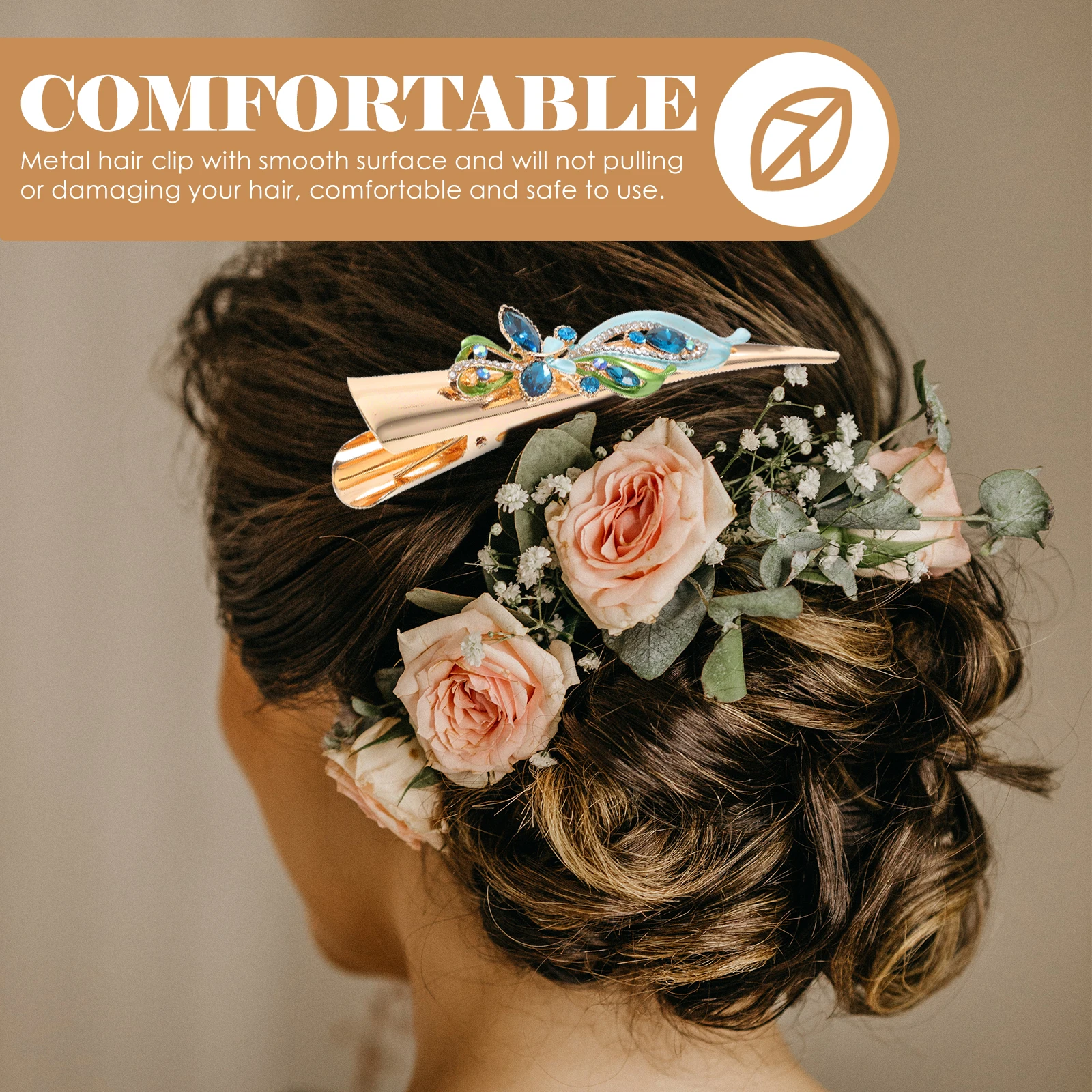 

Rhinestone Vintage Clip Crystal Duckbilled Hair Clip Clips for Women Blue Metal Bobby Pins Hairstyle Accessories