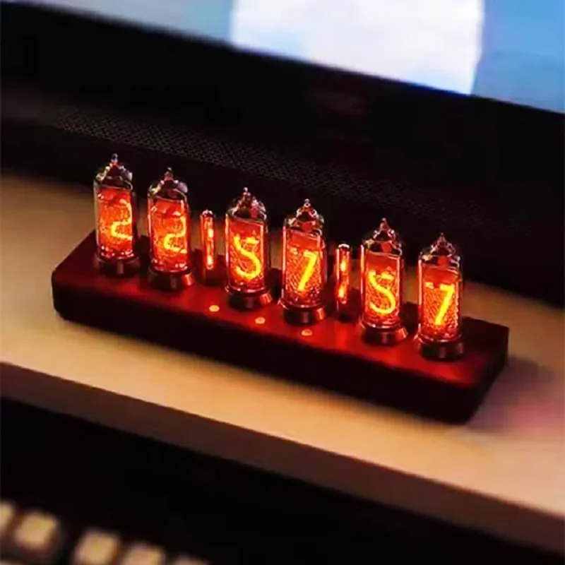 Digital Tube Desktop Clocks Small Decorative Table Clock Bluetooth Control Desk Clocks Living Room Bedroom Objects Wooden
