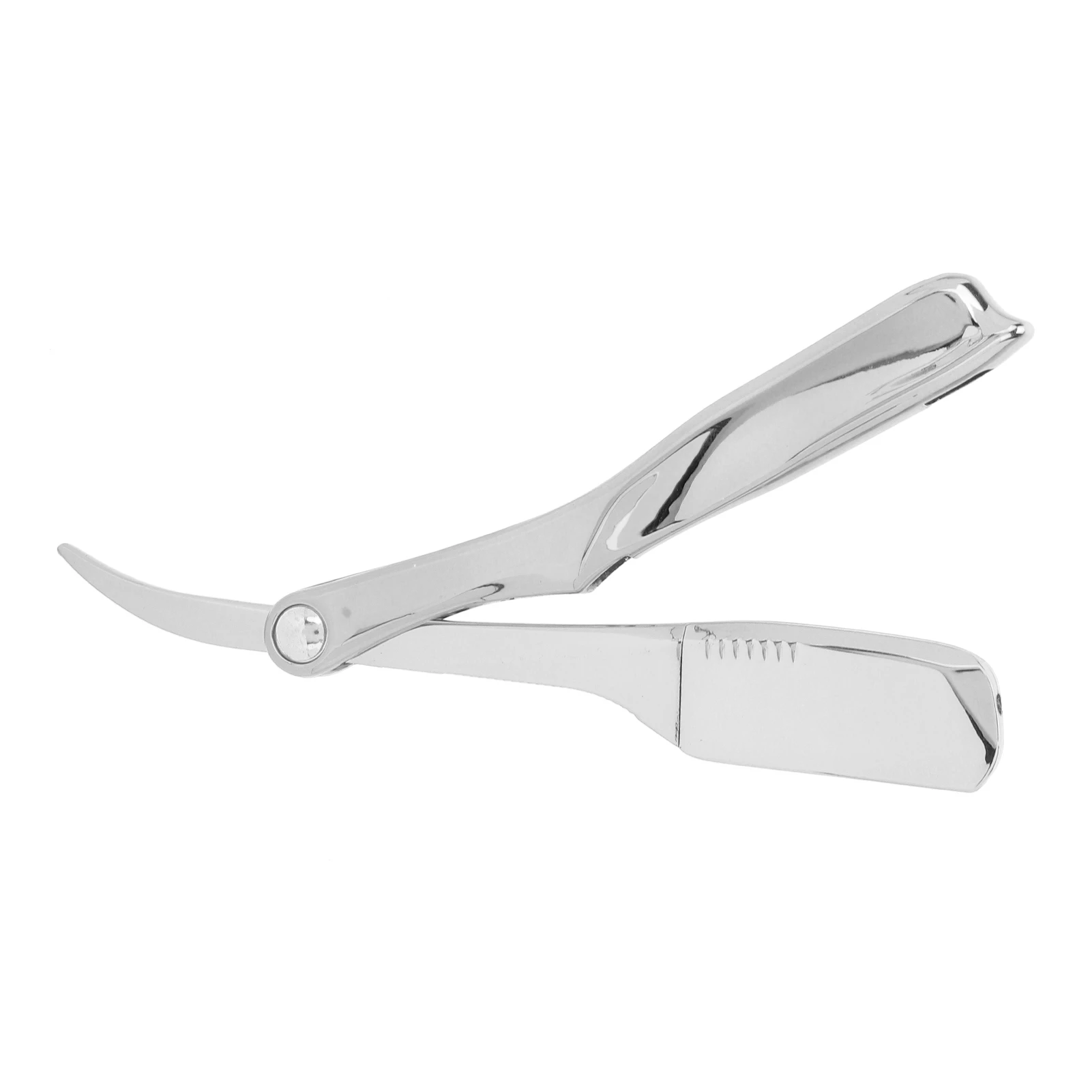 Professional Foldable Straight Edge Razor Barber Men's Shaving Razor Plating Blade Holder(Placage d'argent )