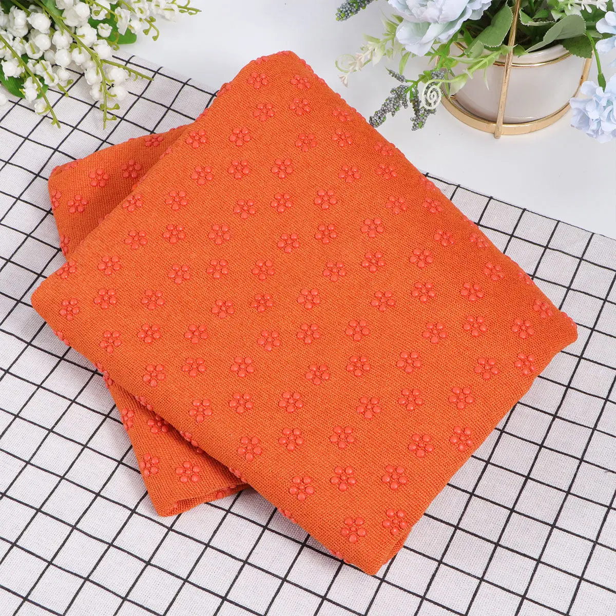 1Pcs Yoga Mat Non Slip Plum Shape PVC Particle 183x61cm Lightweight Pilates Blanket Fitness Exercise Orange Yoga Mat