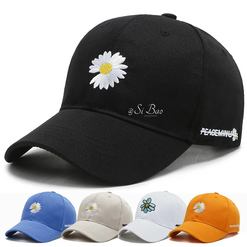 Summer Baseball Cap for Women Men Daisy Embroidery Hat Cotton Soft Top Caps Casual Unisex Hip Hop Snapback Hats Gorras