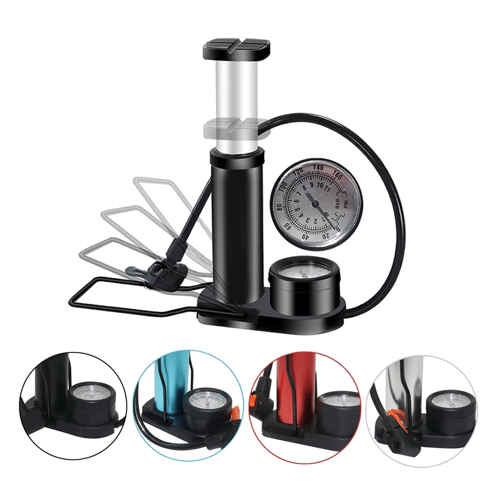 Bike Car Floor Pump Max 140PSI with High Pressure Gauge Tire Foot Portable Presta Schrader Dunlop Valve Bicycle Pump USA UK FR