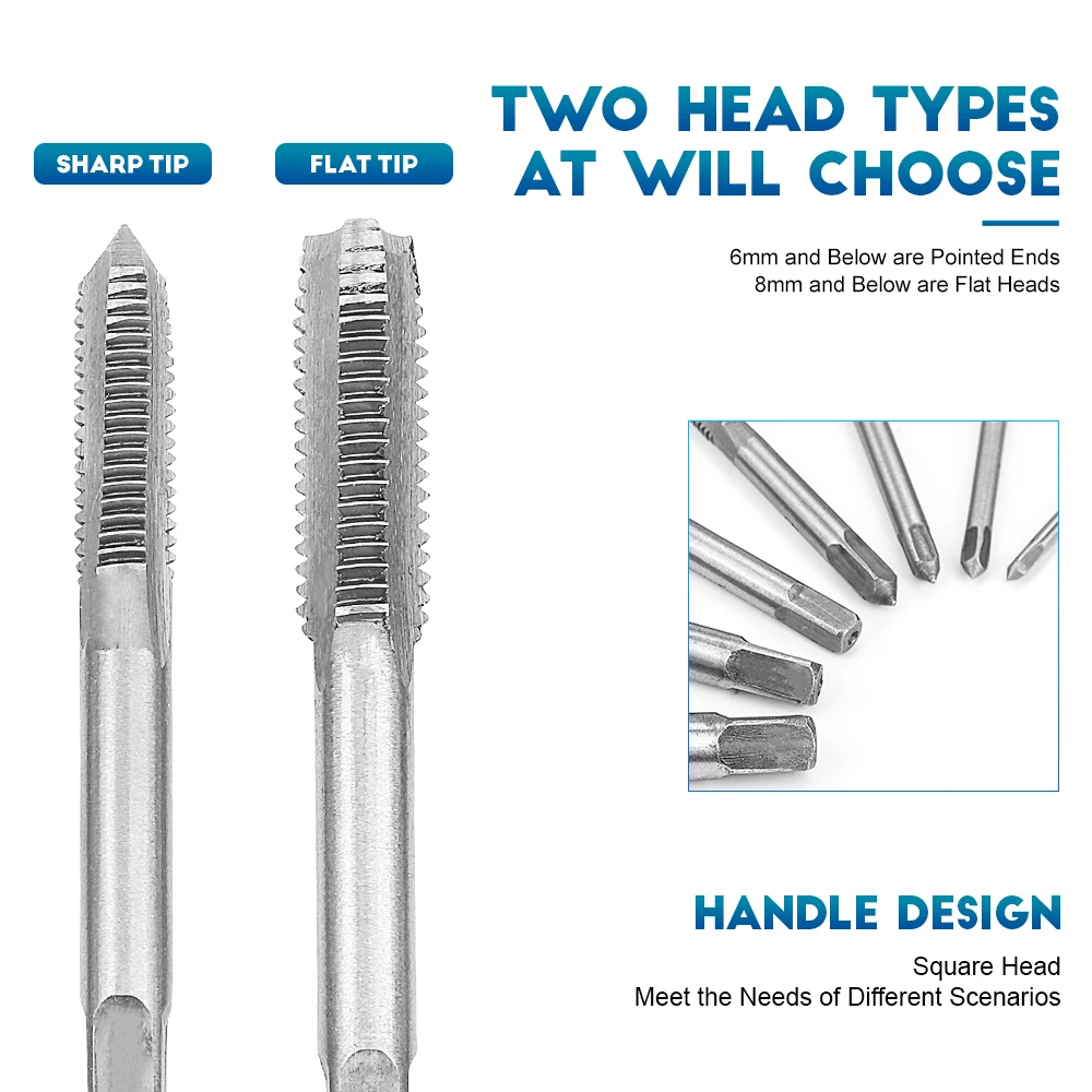 Imagem -05 - Nindejin Peças Torneira Broca Métrica Mão Parafuso Espiral Rosca Métrica Plug Tap M3-m12 de Alta Velocidade Rosca de Aço Broca Mão