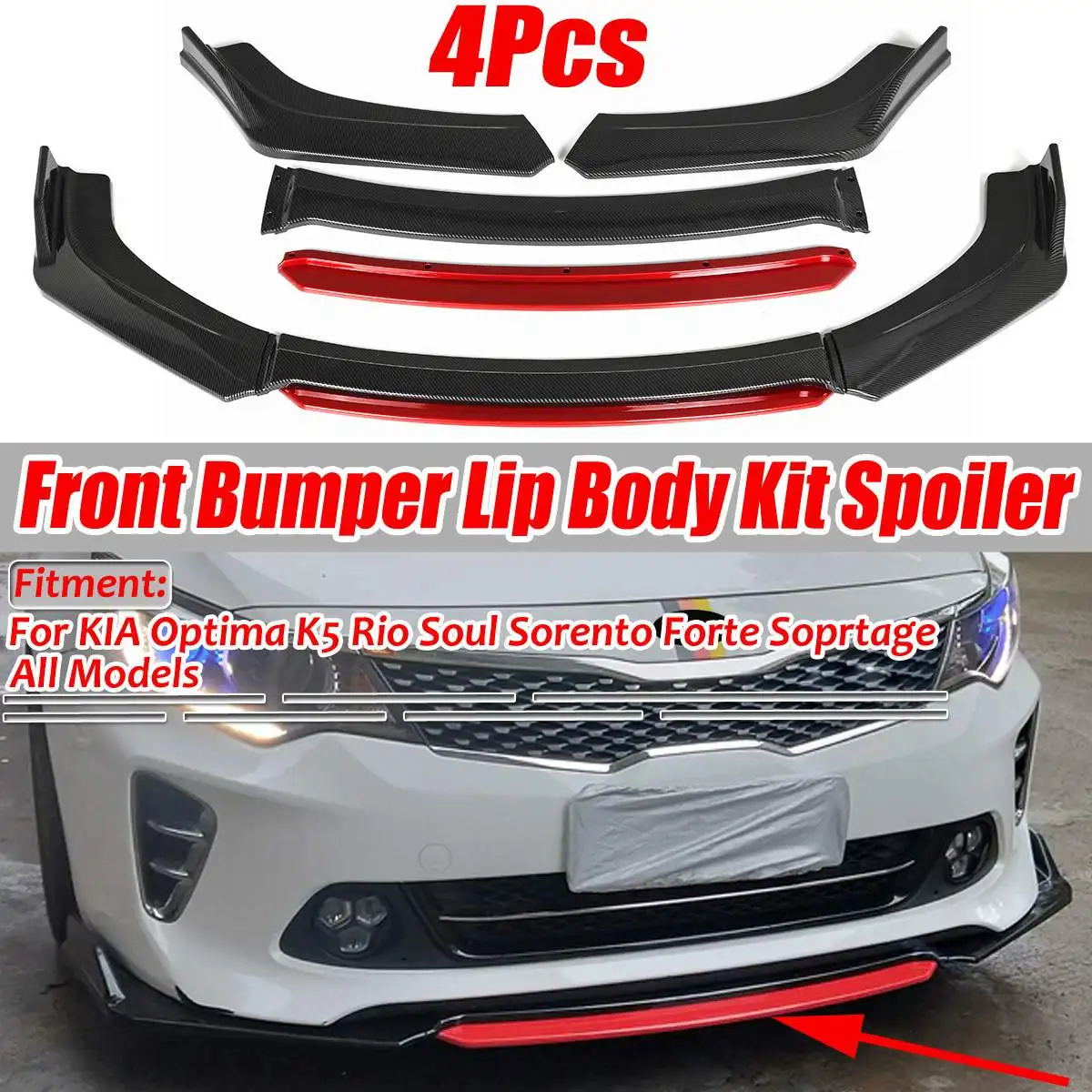 

New 4x Car Front Bumper Splitter Lip Diffuser Spoiler Guard For Toyota RAV4 2019 2020 XA50 For Kia Cerato Forte Sports GT 2018